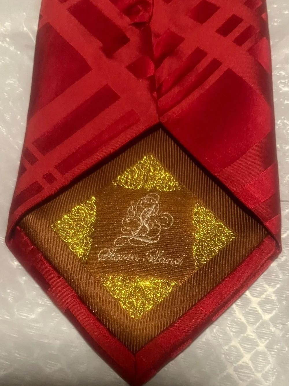 Steven Land Red Plaid Silk Tie